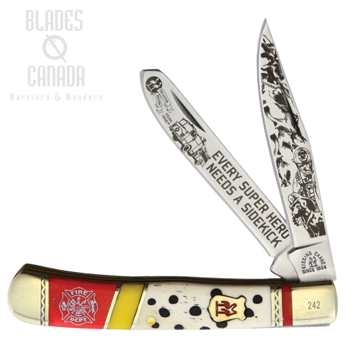 Kissing Crane Knives Fire Dog Trapper, Bone & Resin Handle, KC5820